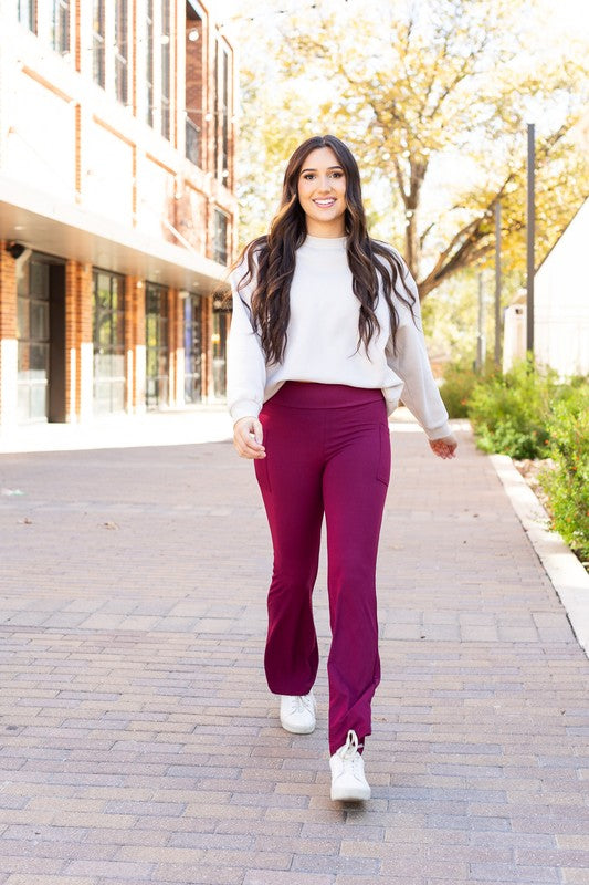 The Maeve Maroon Bootcut Leggings