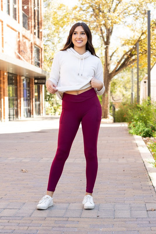 The Molly Maroon Crossover Full Length Leggings