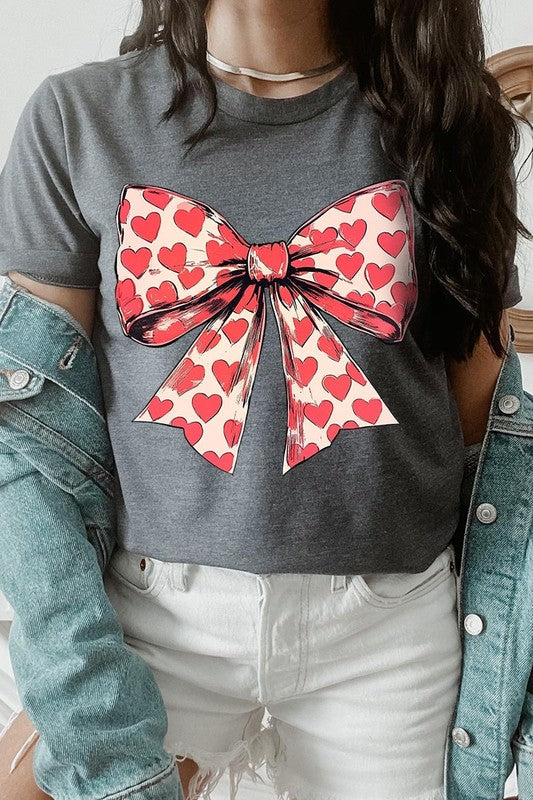 Heart Coquette Bow Valentine's Graphic Tee