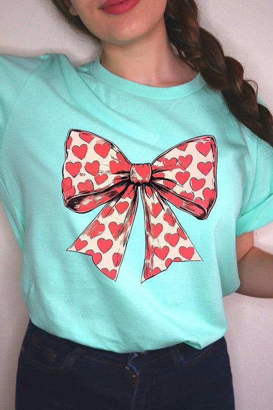 Heart Coquette Bow Valentine's Graphic Tee