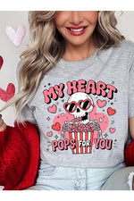 My Heart Pops For You Skeleton Graphic Tee