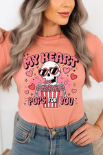 My Heart Pops For You Skeleton Graphic Tee