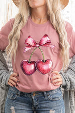 Heart Cherries With Bow Graphic Tee