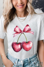 Heart Cherries With Bow Graphic Tee