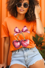 Heart Cherries With Bow Graphic Tee