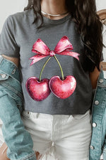 Heart Cherries With Bow Graphic Tee