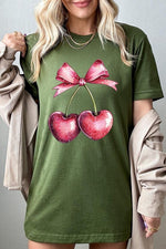 Heart Cherries With Bow Graphic Tee