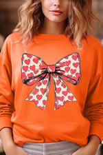 Heart Coquette Bow Graphic Fleece Sweatshirt