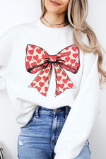 Heart Coquette Bow Graphic Fleece Sweatshirt