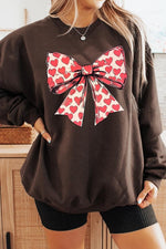 Heart Coquette Bow Graphic Fleece Sweatshirt