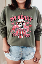 My Heart Pops For You Graphic Fleece Sweatshirt