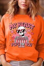 My Heart Pops For You Graphic Fleece Sweatshirt