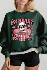 My Heart Pops For You Graphic Fleece Sweatshirt