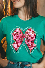 Faux Glitter Valentine Bow You Are Graphic Tee