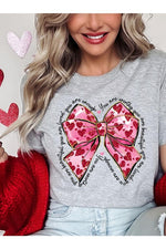 Faux Glitter Valentine Bow You Are Graphic Tee