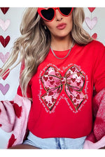 Faux Glitter Valentine Bow You Are Graphic Tee