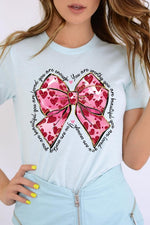 Faux Glitter Valentine Bow You Are Graphic Tee