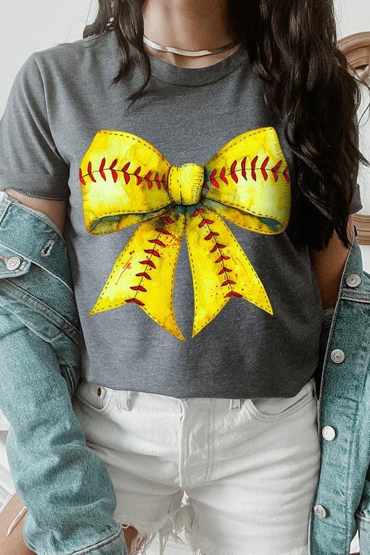 Retro Softball Bow Graphic Tee