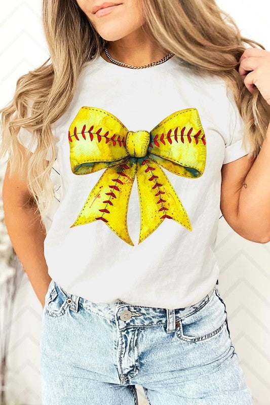 Retro Softball Bow Graphic Tee