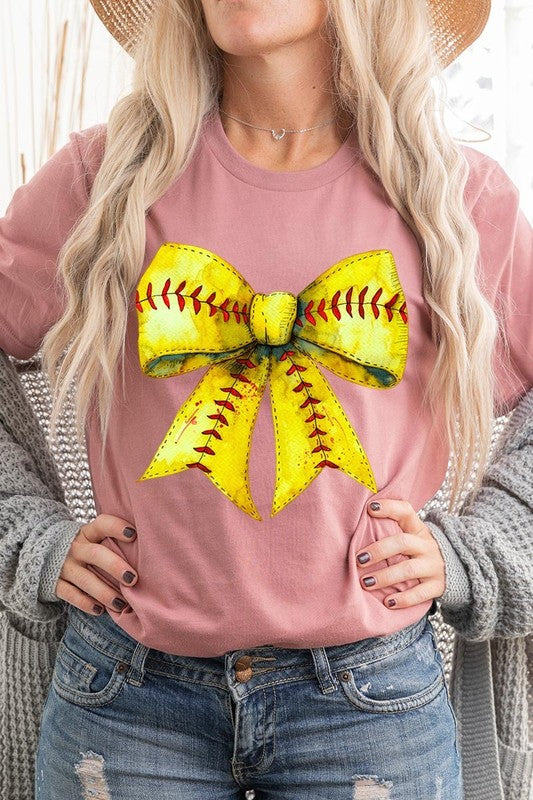 Retro Softball Bow Graphic Tee