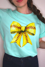 Retro Softball Bow Graphic Tee