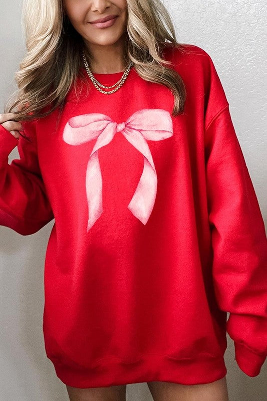 Pink Coquette Bow Graphic Sweatshirt