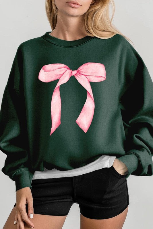 Pink Coquette Bow Graphic Sweatshirt