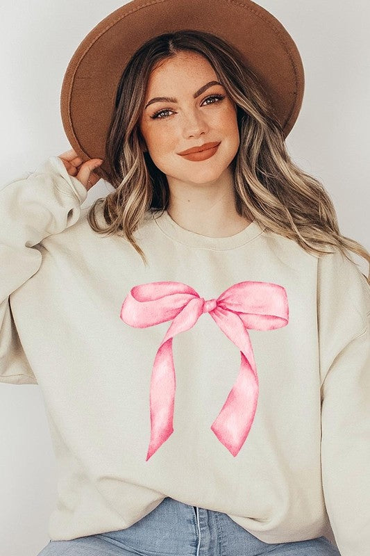 Pink Coquette Bow Graphic Sweatshirt