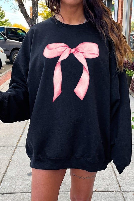 Pink Coquette Bow Graphic Sweatshirt