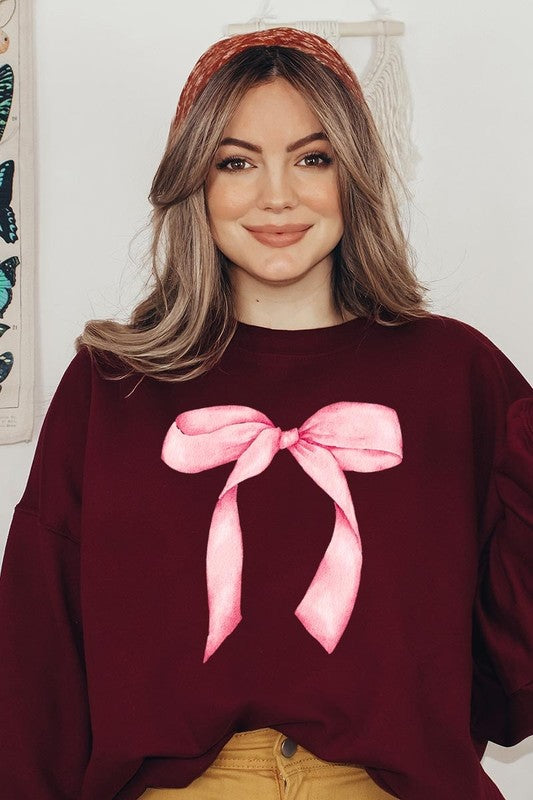 Pink Coquette Bow Graphic Sweatshirt