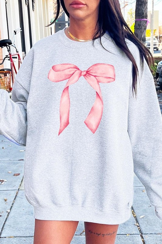 Pink Coquette Bow Graphic Sweatshirt