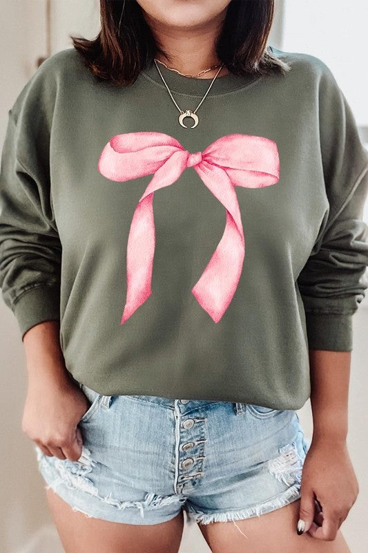 Pink Coquette Bow Graphic Sweatshirt