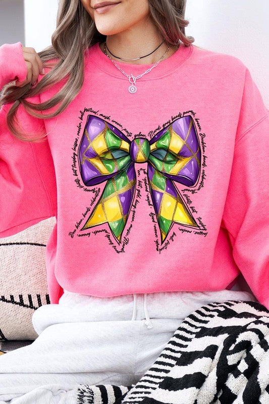 Mardi Gras Coquette Bow Graphic Sweatshirt