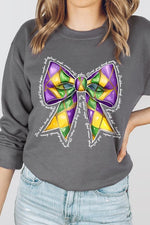 Mardi Gras Coquette Bow Graphic Sweatshirt