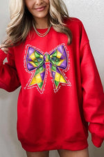 Mardi Gras Coquette Bow Graphic Sweatshirt