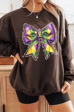 Mardi Gras Coquette Bow Graphic Sweatshirt