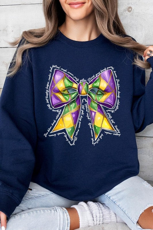 Mardi Gras Coquette Bow Graphic Sweatshirt