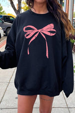 Pink Valentine Bow Graphic Sweatshirt