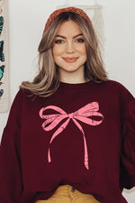 Pink Valentine Bow Graphic Sweatshirt