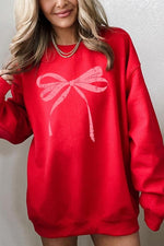 Pink Valentine Bow Graphic Sweatshirt