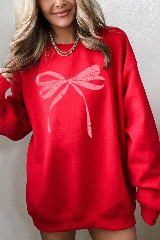 Pink Valentine Bow Graphic Sweatshirt