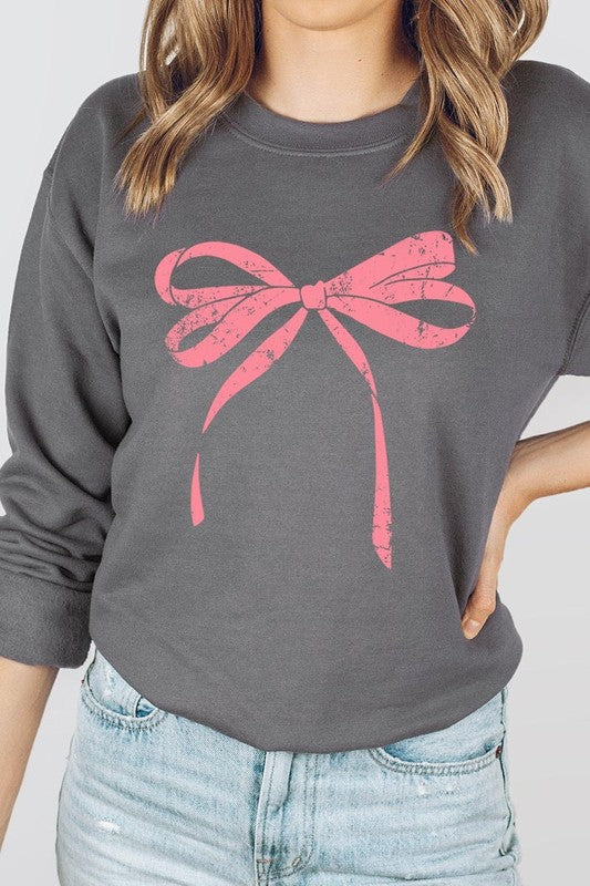 Pink Valentine Bow Graphic Sweatshirt