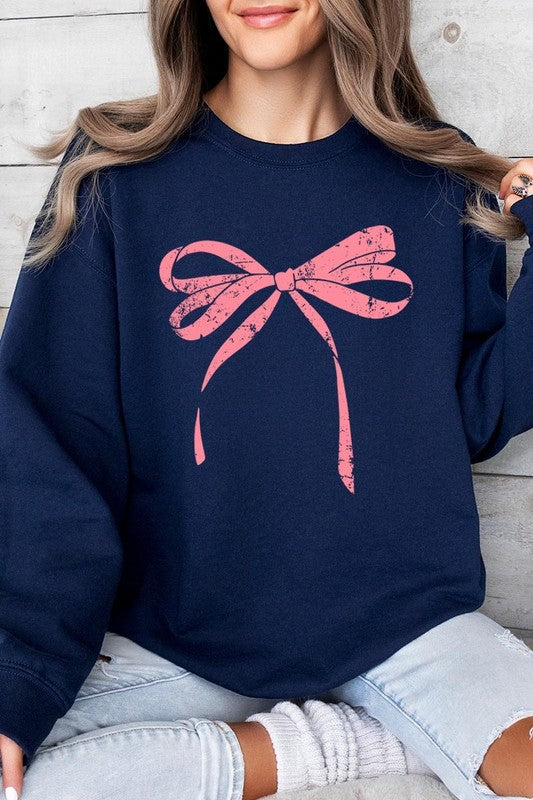 Pink Valentine Bow Graphic Sweatshirt