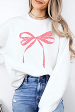 Pink Valentine Bow Graphic Sweatshirt