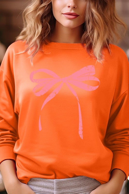 Pink Valentine Bow Graphic Sweatshirt