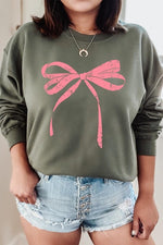 Pink Valentine Bow Graphic Sweatshirt