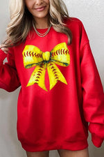 Retro Softball Bow Graphic Sweatshirt