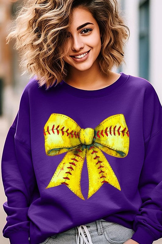 Retro Softball Bow Graphic Sweatshirt