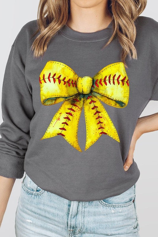 Retro Softball Bow Graphic Sweatshirt