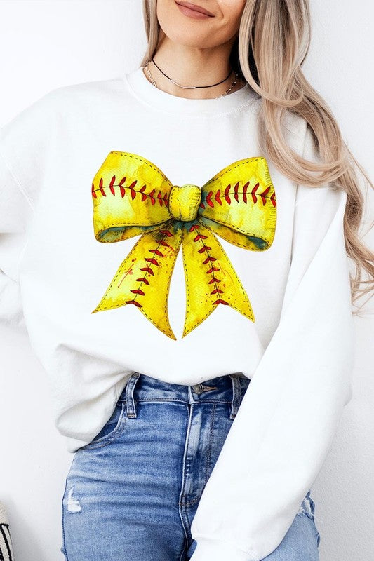 Retro Softball Bow Graphic Sweatshirt